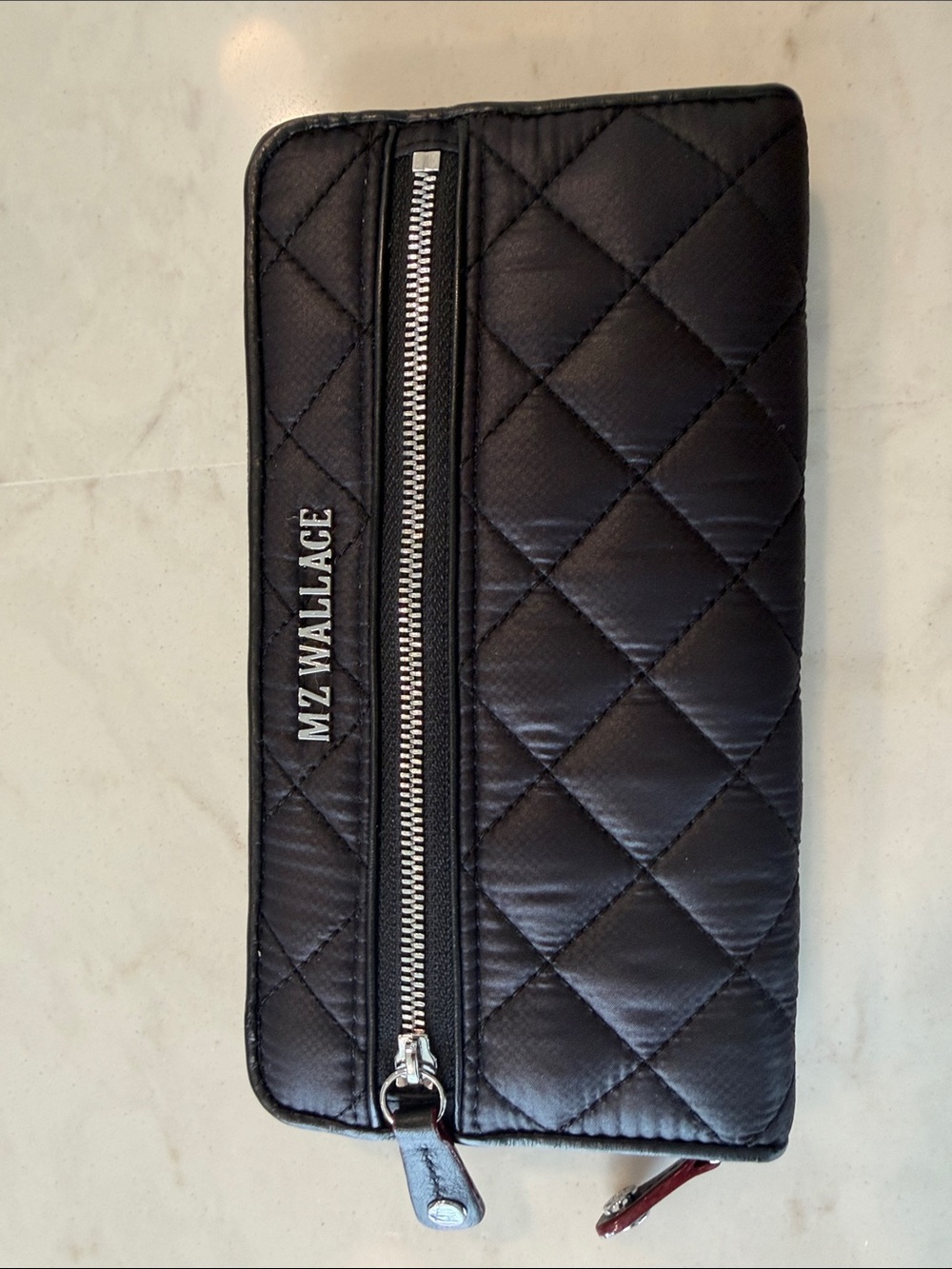 MZ Wallace Black Quilted Zip-Around Wallet
